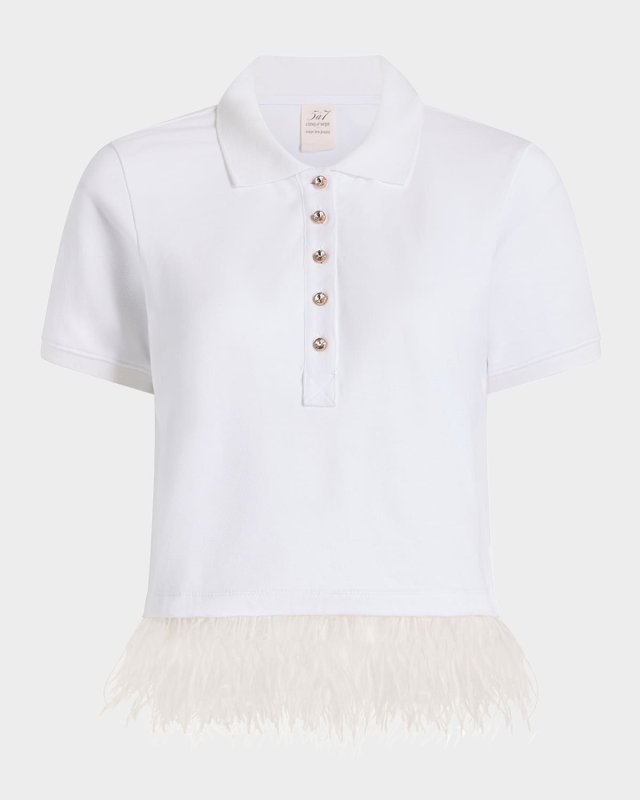Reign Feather-Hem Polo Top